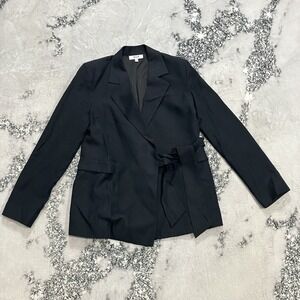 Billie The Label Blazer Womens Small Black Wrap Tie Waist Lightweight Jacket